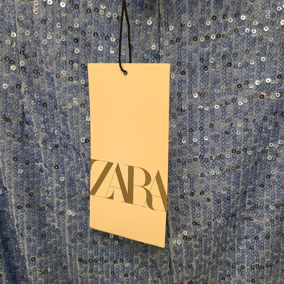 ZARA SEQUIN MIDI SKIRT BLUE SIZE| 7969/051/400 - Picture 10 of 10